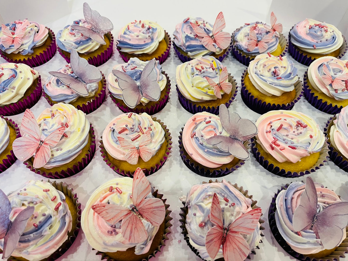 Pink and Purple Butterfly Cupcakes